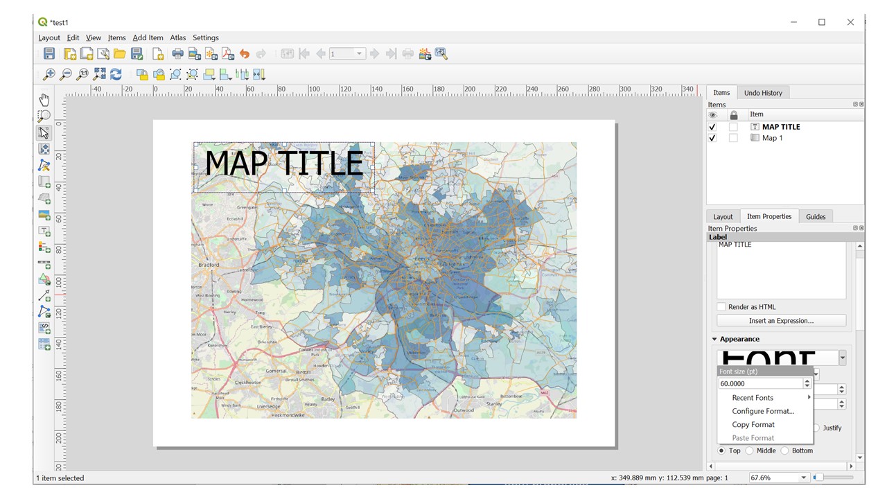 Add a Map title in the print layout