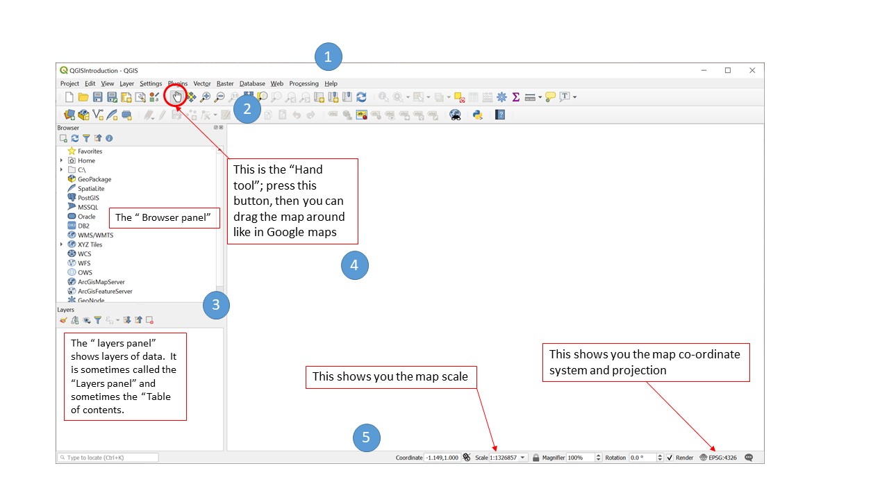 QGIS main user interface features