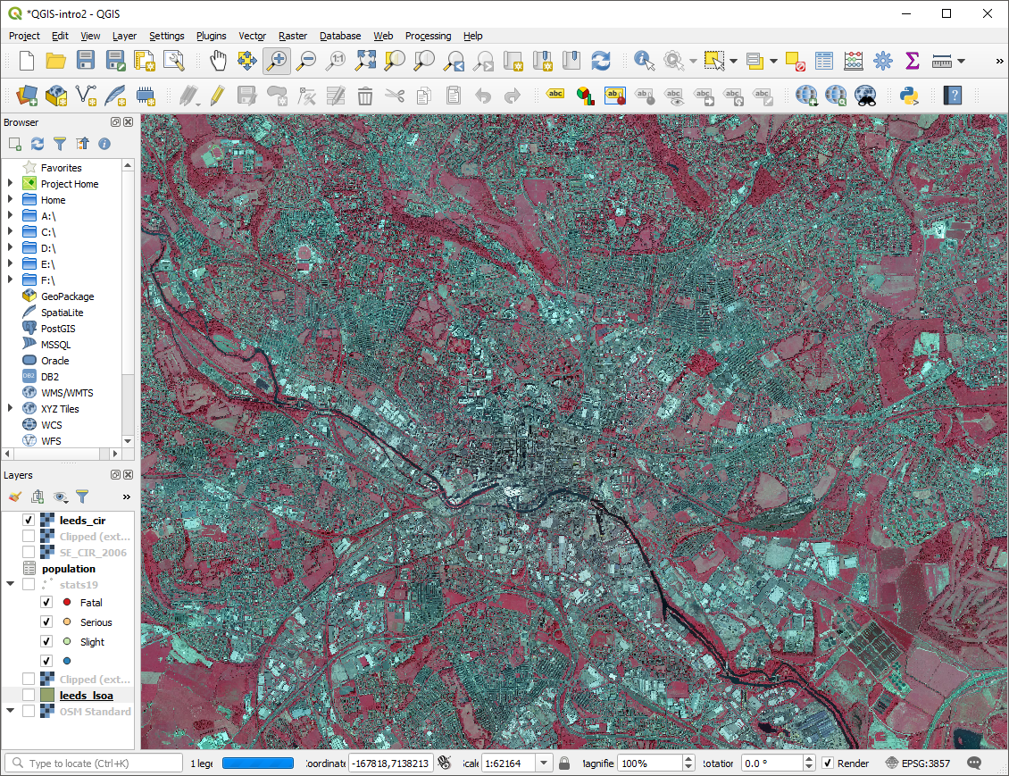 The sample raster data added to the map