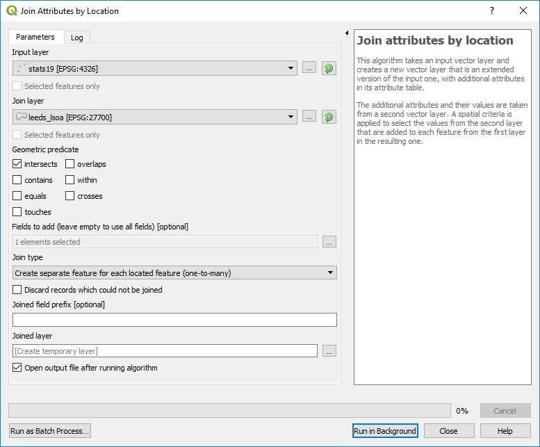 Join Attributes by Location Window