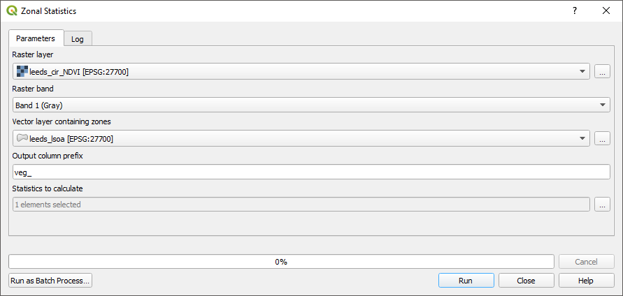 The Zonal Statistics tool