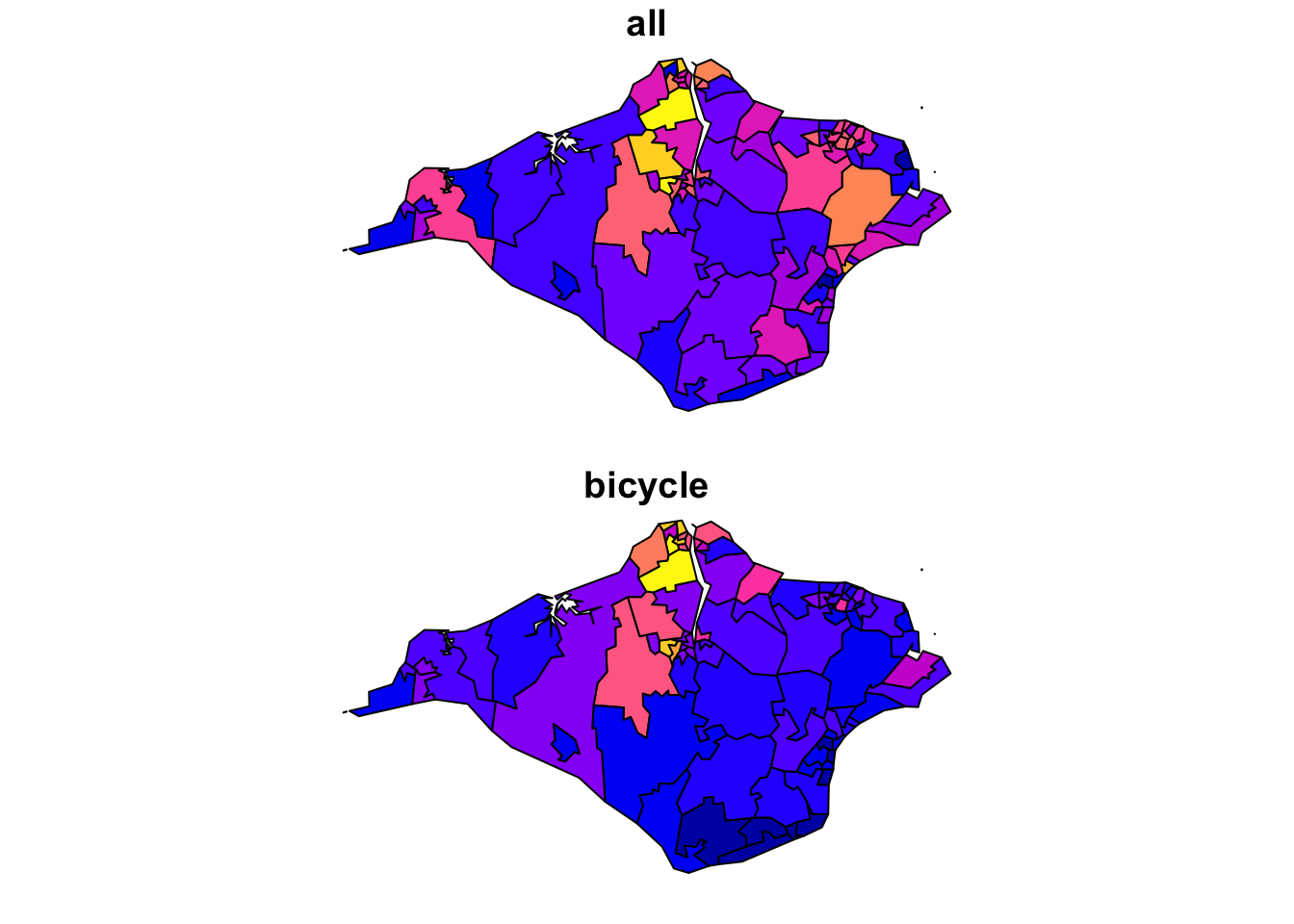 Illustration of the plot and tmap approaches for creating maps.